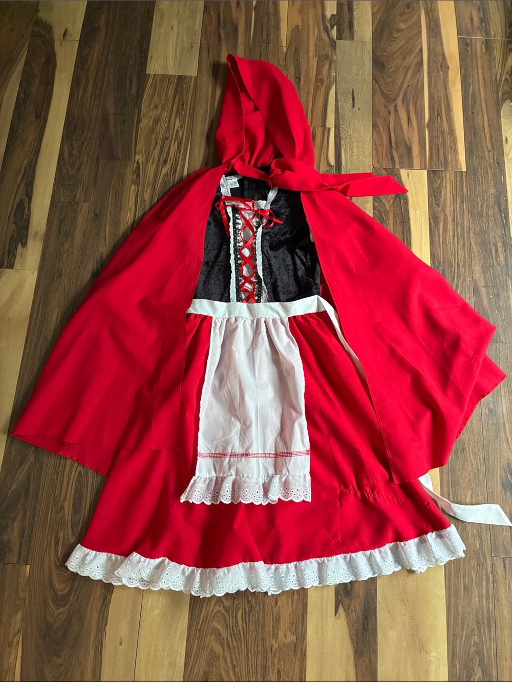 Classic Red Little Red Riding Hood Adult Costume with Hood and Apron